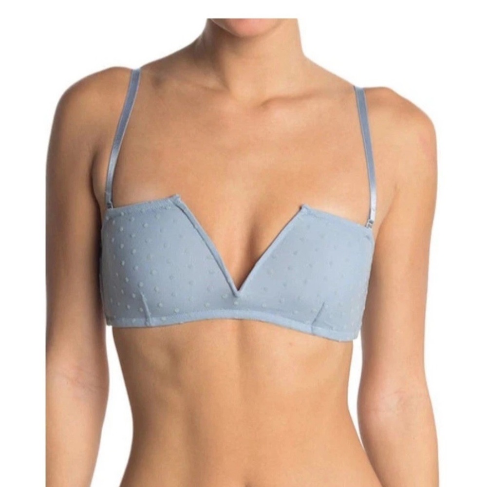 NEW NWT FREE PEOPLE INTIMATELY Rain blue Sierra Bandeau Bra Sz Small Polka Dot